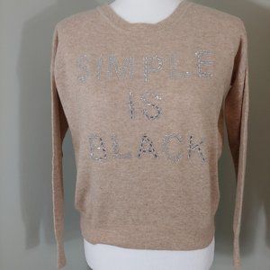 Chic & Pop Beige Blinged Out Embellished Sweater 'Simple is Black'